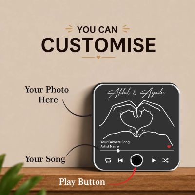 Spotify Style Musical Fridge Magnet with Custom Names & Favorite Song Rechargeable Music Player Gift for Loveable Person & Long Distance Relationship